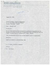 ["The document  is a letter from Bowman-Nicek & Associates, Inc., a firm of architects and engineers, expressing interest in being considered for a project to design a Division Finance and Personnel Services Building and Synthetic Flight Training Systems Facility at Ft. Riley, Kansas. The document  also includes information about various other projects and contracts related to architecture, engineering, and environmental studies."]