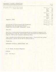 ["Bowman-Nicek & Associates, an architecture and engineering firm based in Oklahoma City, is interested in being considered for a project to design a 7250 SF Youth Center. They have provided their qualifications and contact information in a letter to the Directorate of Procurement and Production at Tinker Air Force Base. The firm emphasizes their experience and capabilities in architectural and engineering services."]
