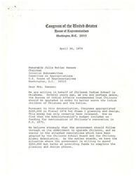 ["A group of congressmen are writing to Chairman Julia Butler Hansen to request funding for the Chilocco Indian School in Oklahoma. They explain that Congress had previously allocated money for planning and design, but the Administration's budget does not include funding for the school's renovation in the following year. The congressmen urge Chairman Hansen to include $400,000 for Chilocco in the next year's appropriations legislation."]