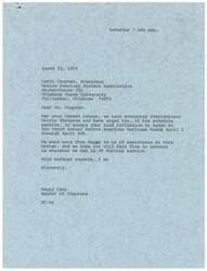 ["The Native American Student Association of Oklahoma State University invited Commissioner Morris Thompson to speak at their third Annual Native American Heritage Week. Congressman Happy Camp supported the invitation and contacted Commissioner Thompson on their behalf. However, Commissioner Thompson regretfully declined the invitation due to prior commitments. Instead, Assistant Director S. Gabe Paxton, Jr. would attend the event in his place. The Association planned various activities for the week, including guest speakers, panel discussions, and a pow-wow."]