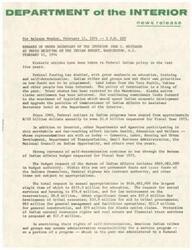 ["The Under Secretary of the Interior, John C. Whitaker, discusses the progress made in Federal Indian policy over the last five years, including increased funding for education, training, and self-determination for Indian tribes. The budget request for the Bureau of Indian Affairs for Fiscal Year 1975 includes funding for education, social services, housing, law enforcement, and tribal resources. The Administration has proposed several bills to further enhance the economic capabilities of Native Americans, including the Indian Financing Act and bills related to self-determination and education. Progress has been slow, but there is hope for positive changes in the future."]