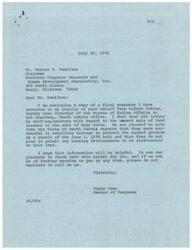 ["The document  includes correspondence between Mr. Walter R. Hamilton, Chairman of the Southern Cheyenne Research and Human Development Association, Inc., and Congressman Happy Camp regarding the sale of land near Bear Butte, South Dakota. The State of South Dakota acquired some of the land to protect the sacred grounds, and there are concerns about potential housing developments on the remaining land. Congressman Camp is working to address these concerns and provide updates to Mr. Hamilton."]