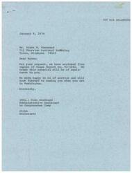 ["Bruce M. Townsend requested House Report No. 92-1081 from Mrs. Joan Southard, the administrative assistant to Congressman Camp. Mrs. Southard enclosed five copies of the report and expressed hope that the material would be helpful. Mr. Townsend thanked Mrs. Southard for her assistance in obtaining the report and mentioned that he would visit her in Washington on his next trip."]