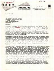 ["Duke City Lumber Co., Inc. is against legislation to grant 48,000 acres of land in the Carson National Forest to the Pueblo del Taos Indians. They believe that withdrawing such a large amount of public land would be excessive and detrimental to New Mexicans. They suggest a compromise similar to S. 750, which would grant the tribe exclusive use of 1,640 acres while allowing the Forest Service to administer the remaining area for the benefit of all citizens. They urge the introduction of a bill similar to S. 750 in the House Interior and Insular Affairs Committee."]