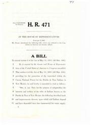["This text is a bill introduced in the House of Representatives to amend section 4 of the Act of May 31, 1933, regarding the protection of the watershed within the Carson National Forest for the Pueblo de Taos Indians in New Mexico. The bill describes the specific lands and improvements held in trust for the tribe and outlines how the lands are to be administered and used for traditional purposes. It also emphasizes the importance of maintaining the lands as a wilderness and implementing conservation measures for their protection."]