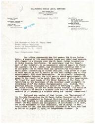 ["The letter is from California Indian Legal Services to Congressman John N. Happy Camp regarding a dispute over the XL Ranch Indian Reservation in Modoc County, California. The Department of the Interior has recommended amending a bill to designate a specific group as the sole beneficiary of the reservation, instead of following the original bill's intent to hold the land in trust for the Pit River Indian bands designated by the Secretary of the Interior. The letter urges the House Committee on Interior and Insular Affairs to reject the proposed amendment and follow the original bill as introduced by Congressman Johnson. The letter also mentions ongoing legal proceedings and requests a fair hearing for the Pit River Indians involved in the dispute."]