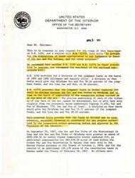 ["Happy Camp, a Member of Congress, received a letter from Bill Veeter regarding Water Rights owned by American Indian Tribes. Veeter advised that the Cherokees should safeguard their ownership of Water Rights in the Arkansas River and its tributaries. Camp requested Veeter's assistance in discussing these matters with Cherokee authorities and obtaining information on the Eagle River Case. Camp also mentioned the importance of the United States protecting and developing property rights for Tribes."]