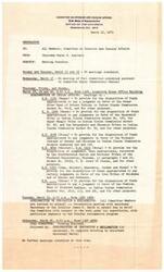 ["The memo outlines the meeting schedule for the Committee on Interior and Insular Affairs, including hearings on various bills related to Indian affairs and an orientation meeting with the Assistant Secretary of the Interior. The schedule includes specific dates and times for meetings, with no further meetings scheduled beyond March 24."]