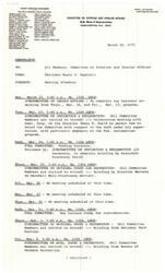 ["The memo outlines the meeting schedule for the Committee on Interior and Insular Affairs, chaired by Wayne N. Aspinall. The schedule includes subcommittee meetings on various topics such as Indian Affairs, irrigation, and national parks. The memo also includes dates for full committee meetings and hearings on specific bills related to national parks and territories."]