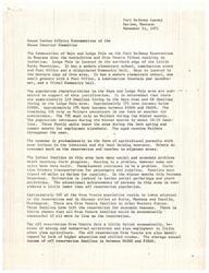 ["The document describes the living conditions and challenges faced by the Assiniboine and Gros Ventre Tribes residing in the Hays and Lodge Pole areas on the Fort Belknap Reservation in Montana. It highlights issues such as low income, unemployment, housing problems, lack of access to medical services, and limited educational opportunities. It also mentions the economic conditions of off-reservation Gros Ventre families, who fare slightly better but still face challenges. The testimony is submitted in support of bills aimed at improving the situation for these tribes."]