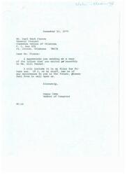 ["The letter is discussing water rights owned by American Indian Tribes, specifically the Cherokees, and the potential threat to these rights posed by the Grand River Dam Authority's plan to purchase power facilities on the Arkansas River. The letter requests advice and assistance from attorney Bill Veeter, who has expertise in water rights, in order to safeguard the Cherokees' ownership of these rights. The letter also mentions the United States' obligation to protect and develop property rights for the tribes, as well as the need for further discussions and information on the Eagle River Case from Colorado."]