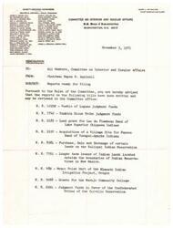 ["This text is a memorandum from Chairman Wayne N. Aspinall to all members of the Committee on Interior and Insular Affairs regarding reports on various bills that are ready for filing. The bills include topics such as judgment funds for Native American tribes, land grants, acquisition of village sites, longer term leases of Indian lands, and grants for Navajo Community College. Members are advised to review the reports in the Committee office."]