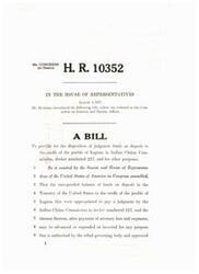 ["H.R. 10352 is a bill introduced in the House of Representatives to provide for the disposition of judgment funds on deposit to the credit of the Pueblo of Laguna in Indian Claims Commission, docket numbered 227. The bill allows for the funds to be used for any purpose authorized by the tribal governing body and approved by the Secretary of the Interior, including transferring funds to the unrestricted funds of the Pueblo. It also exempts distributed funds from Federal and State income taxes. The Department recommends a technical amendment to clarify the tax exemption."]