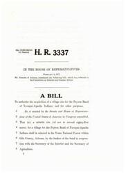 ["The document discusses a bill introduced in the House of Representatives to authorize the acquisition of a village site for the Payson Band of Yavapai-Apache Indians. The site, not to exceed 85 acres, will be selected in the Tonto National Forest in Arizona. The bill also authorizes the recognition of the tribe as a tribe of Indians and the appropriation of funds for the acquisition of the land. The Committee on Interior and Insular Affairs recommended the bill with amendments, including conveying the land to a membership corporation composed of band members and reserving mineral rights to the United States. The purpose of the bill is to relocate the Indians to a more suitable site from their current unsanitary living conditions."]