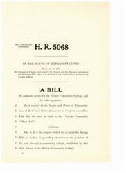 ["The document is a bill introduced in the House of Representatives by Mr. Steiger of Arizona, Mr. Haley, and Mr. Rhodes on February 25, 1971. The bill, titled the \"Navajo Community College Act,\" aims to provide grants to the Navajo Tribe of Indians to assist in the construction, maintenance, and operation of the Navajo Community College. The purpose of the Act is to provide educational opportunities for Navajo Indians that are suited to their unique needs and interests. Authorization of appropriations is also included in the bill."]