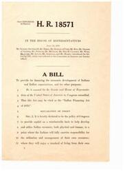 ["The document is a bill introduced in the House of Representatives in 1970 called the \"Indian Financing Act of 1970\". It aims to provide capital to help develop and utilize Indian resources, improve their standard of living, and integrate them into American society. The bill establishes an Indian Revolving Loan Fund to provide credit for economic development to individual Indian borrowers and Indian organizations. Loans can only be made when there is a reasonable prospect of repayment, and tribes must use their own funds before accessing the revolving loan fund. Loans have a maximum term of thirty years and bear interest at a rate determined by the Secretary of the Treasury. The Secretary is also responsible for paying interest on outstanding loans from the fund."]