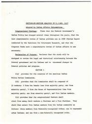 ["H.J.RES. 1117 was adopted by the Indian Affairs Subcommittee to create the American Indian Policy Review Commission. The Commission will study the legal and historical relationship between the Federal government and Native Americans, recommend changes to policies and programs, and address various areas of concern such as trust responsibility, tribal government, and Indian education. The Commission will be composed of congressional members and Indian representatives, and will have the authority to issue subpoenas, appoint task forces, and submit final reports to Congress. The Commission will receive $2,500,000 in funding for its work."]