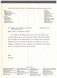 ["This text provides information about The National Study of American Indian Education, including the director and field directors of the study. It also includes a summary report and recommendations on the education of Indian children and youth, which was commissioned by the Office of Education. The report is intended to inform members of the Committee on Interior and Insular Affairs about the findings of the study and to help in decision-making regarding the well-being of the American Indian community."]