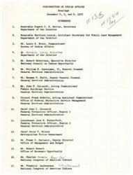 ["The document outlines the witnesses who appeared before the Subcommittee on Indian Affairs during hearings held on December 4, 5, and 6, 1972. The witnesses included government officials from the Department of the Interior, Bureau of Indian Affairs, General Services Administration, Office of Management and Budget, and other organizations related to Indian affairs."]