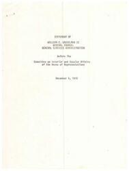 ["The Subcommittee on Indian Affairs of the US House of Representatives will be holding hearings on December 4-6, 1972 to investigate the circumstances surrounding the recent occupation of the Bureau of Indian Affairs Headquarters building by the Trail of Broken Treaties organization. The Subcommittee expects to hear only from government witnesses at this time, but plans to hold further hearings involving Indian leaders from the Trail of Broken Treaties and other tribes at a later date."]