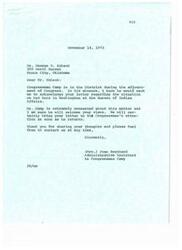 ["The document contains a letter from Gene Zaloudek of Zaloudek Implement Company to Congressman Happy Camp. In the letter, Zaloudek expresses his outrage at the government's handling of a recent incident involving a group of Native Americans, and urges Camp to take action to prevent similar incidents in the future."]