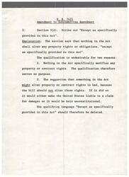 ["The document discusses proposed amendments to H.R. 7421, focusing on the removal of certain provisions that are deemed unnecessary or premature. The first proposed amendment seeks to strike a proviso that delays Federal services to the Menominee Tribe, while the second and third amendments aim to establish time limitations for appeals and elections. Additionally, there is a proposal to remove a paragraph that grants unlimited Federal funds to the Menominee Tribe, which is seen as premature and should be considered in a general bill applicable to all tribes."]