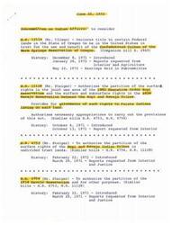 ["The document outlines various bills related to Native American land rights and ownership, specifically focusing on the Confederated Tribes of the Warm Springs Reservation of Oregon, the Hopi and Navajo Tribes, and Paiute Indians. The bills aim to declare title to certain federal lands in Oregon for the Warm Springs tribe, authorize partition of surface and subsurface rights between the Hopi and Navajo tribes, and provide allotments of land rights to Paiute Indians. The bills also authorize necessary appropriations to carry out the provisions."]