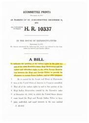 ["The document outlines a bill introduced in Congress in 1973 to authorize the partition of surface rights in a joint-use area between the Hopi and Navajo Tribes. The bill specifies criteria for establishing boundaries between the tribes and outlines the management of coal, oil, gas, and other minerals within the partitioned lands. It also designates certain lands exclusively for the Hopi and Navajo Tribes and outlines the process for expedited partition proceedings."]