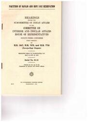 ["The document is about hearings held before the Subcommittee on Indian Affairs regarding the partition of the Navajo and Hopi 1882 reservation. It includes information on bills related to the Navajo-Hopi dispute, statements from various individuals involved, and letters sent regarding the issue. The document also includes additional information such as maps and court orders."]