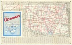 ["This map of the Oklahoma State Highway System highlights major highways in Oklahoma and incorporates data from the 1940 census. Dimensions: 21 1/2 x 34."]