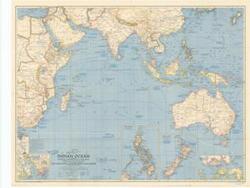 ["Indian Ocean Map: This cartographic map depicts Australia, New Zealand, and Malaysia, dated 1941. Dimensions: 25 1/2 x 32 1/2."]