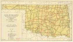 ["State of Oklahoma Highways (1935) map illustrates the condition of improvements in the state highway system. Dimensions: 16 x 27 3/4."]
