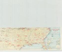 ["This partial map of the Union Pacific Railroad (1915-1949) shows railroad routes and military bases. Dimensions: 9 x 23 3/4."]