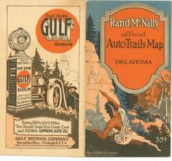 ["The Auto Trails Map of Oklahoma depicts trails and larger cities, including Dallas, TX and Fort Worth, AR, presented in booklet form. Dimensions: 1915-1949."]