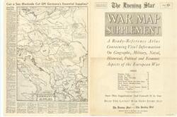 ["The War Map Supplement by The Evening Star provides geographic, military, naval, historical, political, and economic information on World War I and World War II in booklet form. Dimensions: 1915 x 1949."]