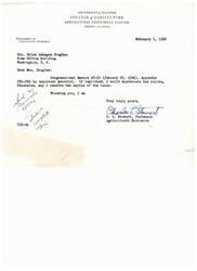 ["The document is from C. L. Stewart, a Professor of Agricultural Economics at the University of Illinois, requesting ten copies of an important Congressional Record to be reprinted, or alternatively, two copies of the issue. The document is addressed to Hon. Helen Gahagan Douglas."]