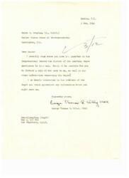 ["Ensign Thomas R. Wiley, USNR, wrote to Helen G. Douglas requesting a copy of the history of American Negro servicemen in the war that she had inserted in the Congressional Record. He expressed a deep interest in the problems of the Negro and asked for any additional information she could provide."]