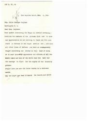 ["The Altrusa Club in Los Angeles thanks Representative Helen Gahagan Douglas for her speech supporting Negro service men and minority rights. They appreciate her courage and consider her a torchbearer in a dark world. They hope her light will illuminate the hearts and minds of those still in darkness. The document is signed by Mrs. Anna Livingston, President, Mrs. Anna Limitation, and Mrs. Mary E. Merry."]