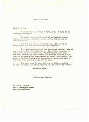 ["Helen Gahagan Douglas responds to a letter from James H. Warner, thanking him for his interest in her work on negro soldiers and providing details on how the material was compiled and selected. Warner had requested more information on the sources and process used, as he is gathering material for an article on negro soldiers. Douglas expresses her willingness to read the article once it is finished."]