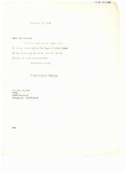 ["Helen Gahagan Douglas sent a letter to Sam Belter on February 11, 1946, with a contribution for Negro History Week. She expressed her hope that he could use it and thanked him in advance."]