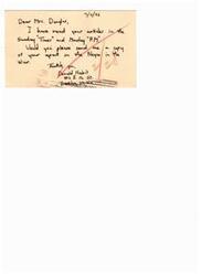 ["Donald Kubit is requesting a copy of Mrs. Douglas' report on the Negro in the War after reading her articles in the Sunday \"Times\" and Monday P.M. He provides his address for her to send the report to."]