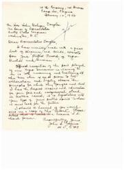 ["The author of the letter, John S., is writing to Representative Douglas to express his gratitude for the recognition of the role played by African American servicemen in winning the war. He praises Douglas for his stance on racial matters and requests a copy of the \"Record\" for his own keepsake."]