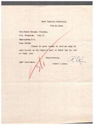 ["Robert E. Kerr from Lake Charles, Louisiana requests a copy of Mrs. Helen Gahagan Douglas' report on the Negro's part in World War II. He expresses his gratitude in advance."]