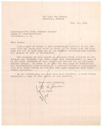 ["The writer expresses their gratitude to Representative Helen Gahagan Douglas for her support of the Negro race and her plea for equality. They mention how her speech in Congress has encouraged them and others to work towards interracial and international understanding. The writer requests a copy of the full speech for further inspiration."]