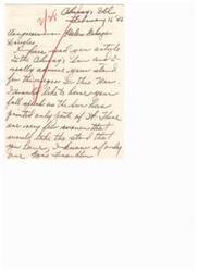 ["The document is a letter from someone named La Venn Johnson in Chicago, dated February 28, 1646. Johnson is requesting a full copy of an article they read in the Chicago Sun and admires the writer's stance. They mention that they are moving to California and would like to meet with the writer to discuss their qualifications for a specific position. The document ends with gratitude for the writer's consideration."]
