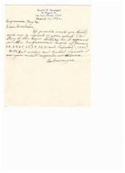 ["Russell H. Massingale of San Luis Obispo, California, is requesting a copy of Congressman Parables' speech from the Congressional Record of January and February 1946. The document is polite and expresses gratitude."]