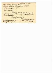 ["A letter dated March 17, 1946, is addressed to Helen Douglas in Washington, D.C., requesting a copy of her speech on the role of degree in the war effort. The sender, Lou Orzack from New York, encourages her to keep fighting."]