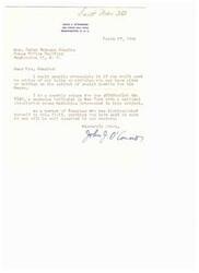 ["John J. O'Connor is requesting copies of any talks or articles on social justice for the \"Negro\" that Helen Gahagan Douglas may have given or written. He plans to include them in his monthly column for the INTERRACIAL REVIEW, a magazine for Catholics interested in the subject."]