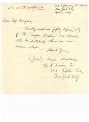 ["The sender, Mrs. David Wallace, is requesting fifty copies of the book \"Negra Soldier\" to distribute in a union shop. The request is addressed to Representative Douglas and includes the mailing address for the delivery."]