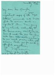 ["The speaker received an important copy of a publication called \"\"Negro\" Soldier\" and is grateful for the suggestions and support. They plan to have it read at their church and appreciate the help with emergency services."]